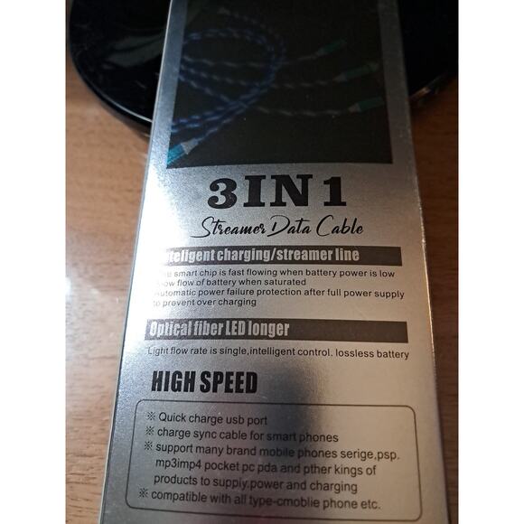 Streamers Data Cable 3 In 1 High Speed Quick Charge & Data - Picture 4 of 5